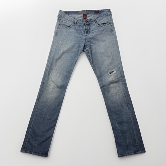 Arizona Jeans Denim - AriZona Jeans Women's Blue Denim Stretch Low-Rise Classic Straight Zip Fly - 9